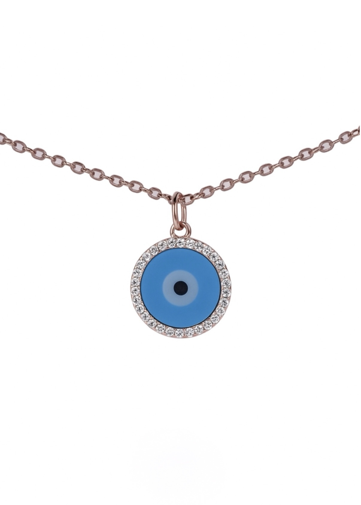 שרשרת עין עגולה טורקיז