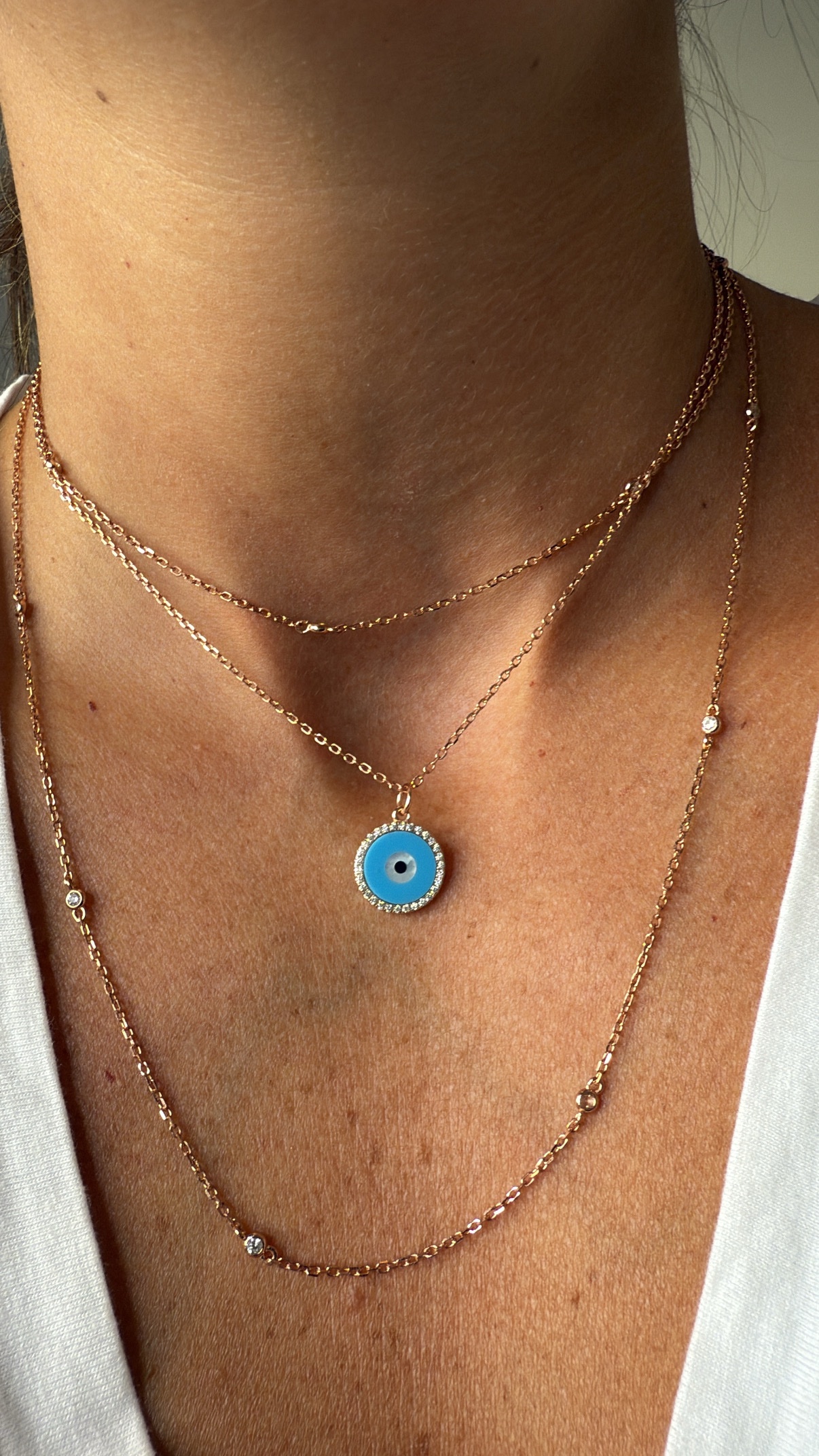 שרשרת עין עגולה טורקיז – תמונה 3