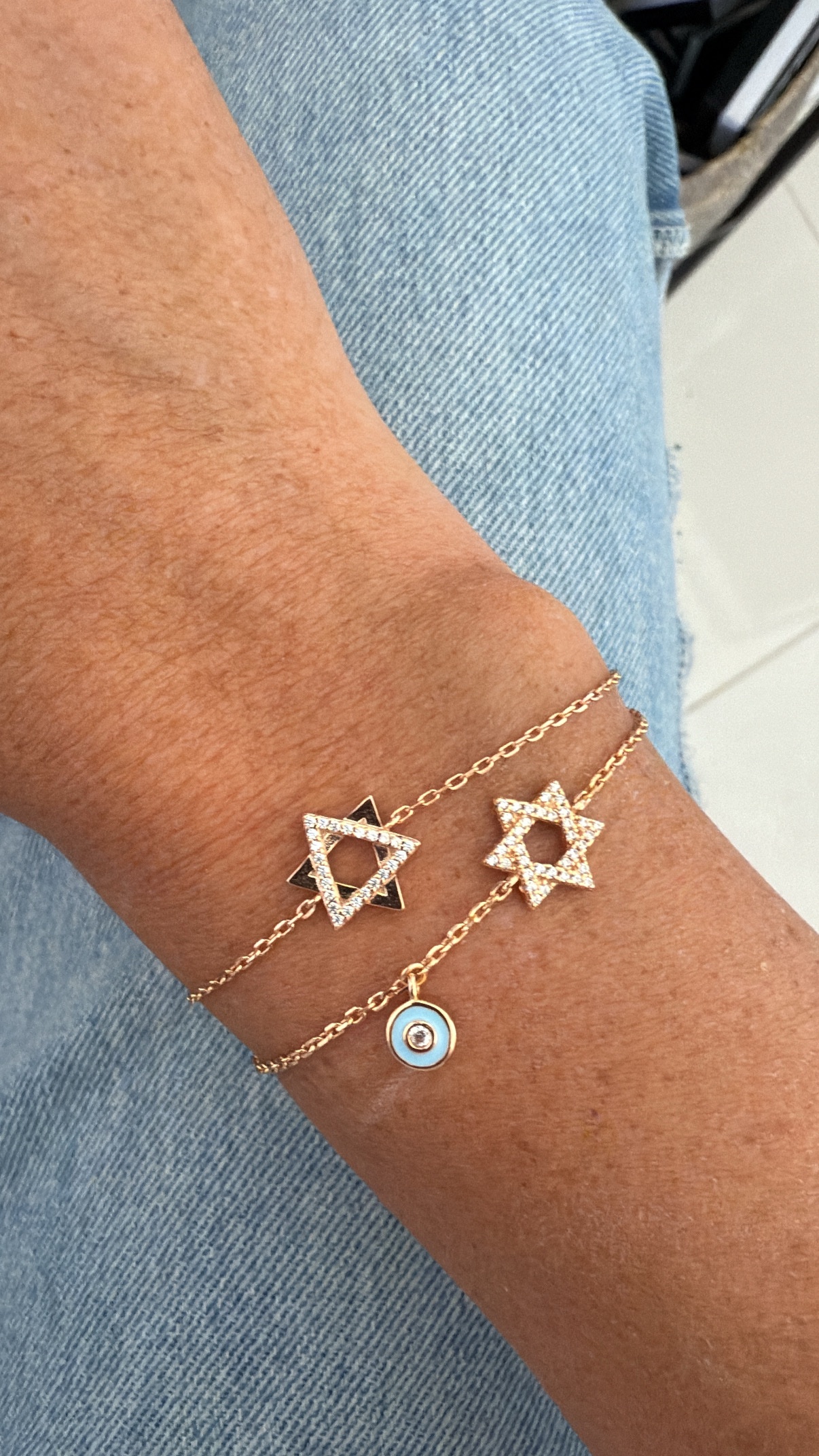 צמיד מגן דוד חצי משובץ – תמונה 3